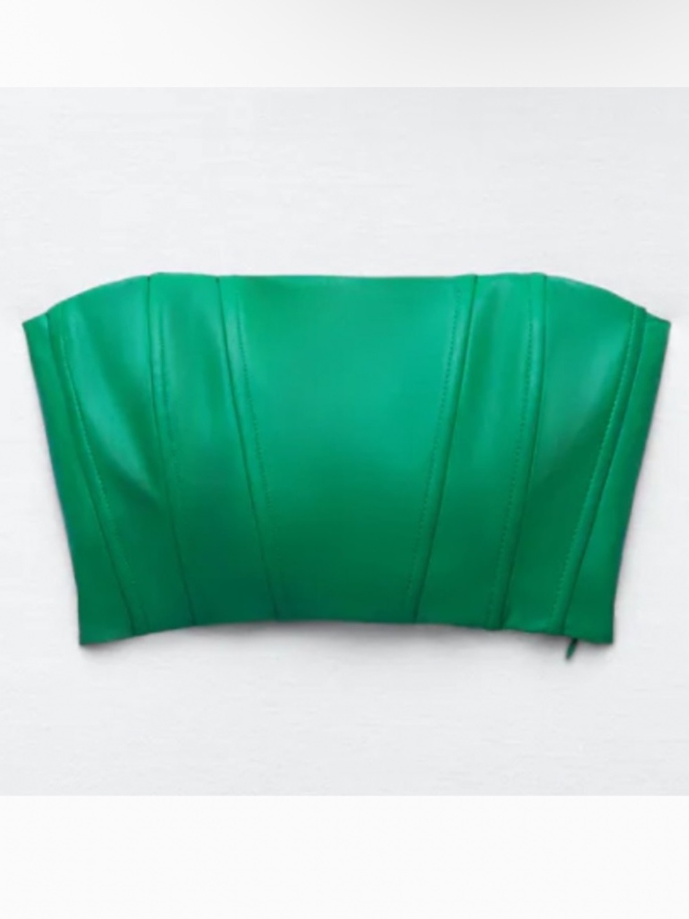 Zara green Strapless Faux Leather Crop Top